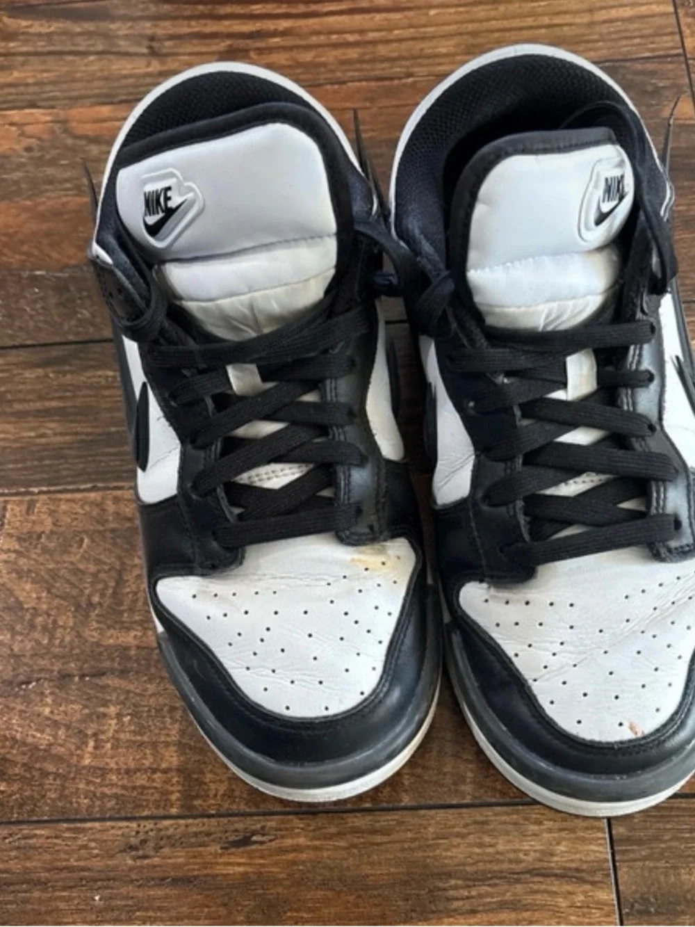 Nike Black and White High-Top Sneakers with Swoosh